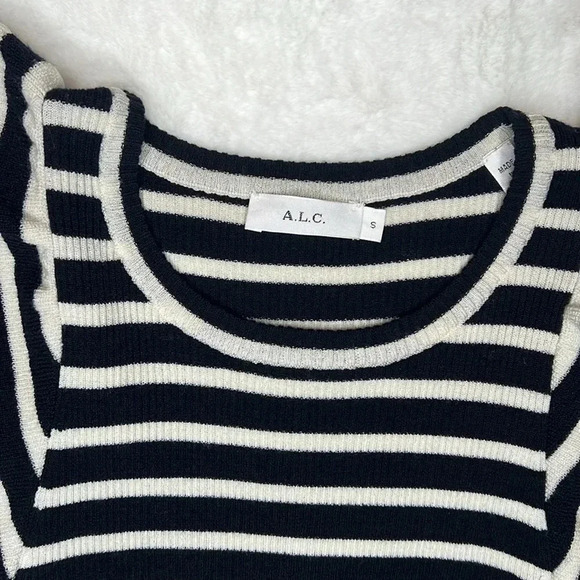 A.L.C. Flutter Sleeve Striped Top In Midnight/Blue small - Picture 6 of 8